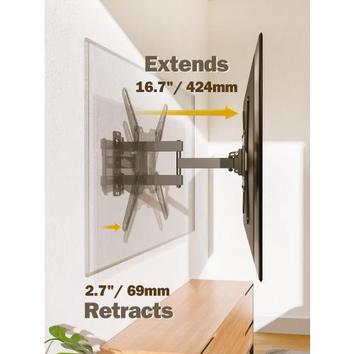 Mounting Dream UL Listed TV Wall Mount for Most 26-55 Inch TVs, Full Motion TV Mount with Perfect Center Design, Articulating Wall Mount TV Bracket Swivel and Tilt, Max VESA 400x400mm, Up to 77LBS