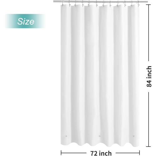 Mrs Awesome Extra Long Shower Curtain Liner with 3 Magnets, Long White PEVA Plastic Shower Curtain for Bathroom Waterproof, 72 x 84, White