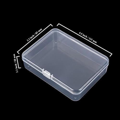 6-Pack Rectangular Plastic Storage Containers Box with Hinged Lid for Beads and Crafts, 4.5 x 3.3 x 1.1 inch / 115 x 85 x 28 mm (Translucent)