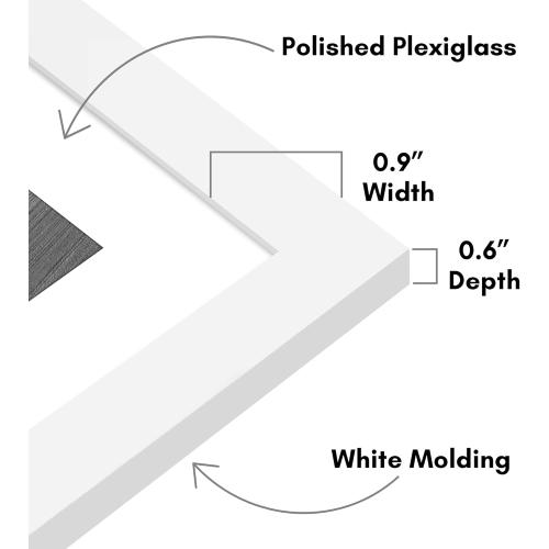 Americanflat 9x9 Picture Frame with Polished Plexiglass - Set of 2 - Use as 6x6 Frame with Mat or Display 9x9 Photo Without Mat - Galleria Collection - Square Frames for Tabletop and Wall - White