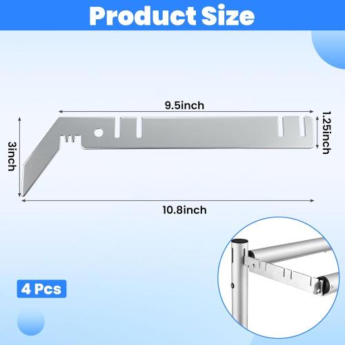 4 PCS 9-Inch Double Crossbar Valance Hangers, Steel Backdrop Crossbar Hangers Hook Accessories for Drape Stand, Wedding & Event Layered Draping Double Backdrop Stand Wedding Arch Crossbars