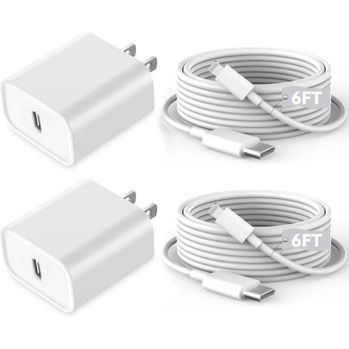 Fast iPhone Charger, iPhone Charger Fast Charging 2Pack Quick Chargers 6ft Long USB C to Lightning Cable Quick Charging Cord USB Charge Block Adapter for iPhone 14 Plus/14 ProMax/13 Mini 12/11/XS/iPad