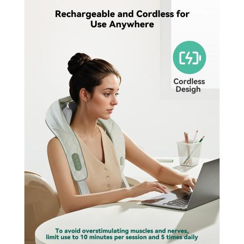 Snailax Cordless Neck Shoulder Massager with Heat, 4D Deep Tissue Kneading, Shiatsu Back Massager Pillow for Neck, Shoulder, Christmas Gifts for Men, Women