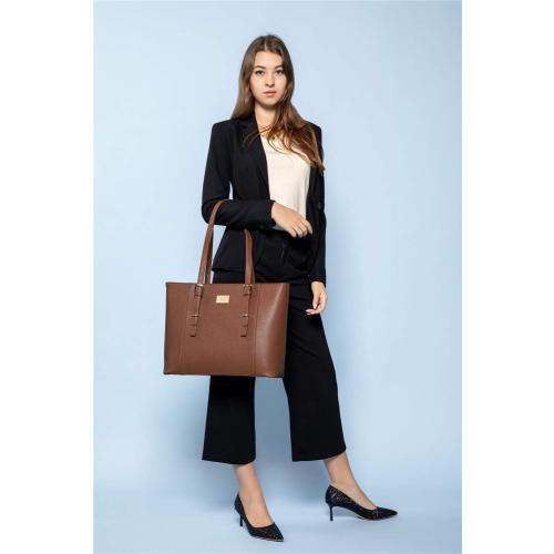 Size 15.2”(17.3”)W x 12.2” H x 5.5”Professional Laptop Purse Tote Bag with Padded Compartment Fits Up to 15.6 Inch Computer, N°1-Coffee