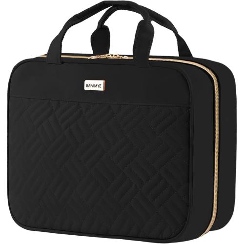 5.8L Travel Toiletry Bag for women - 2.1 GAL Water-resistant Makeup Cosmetic Bag Organizer With Hanging Hook for Travel Accessories Shampoo Full-size Container, Black