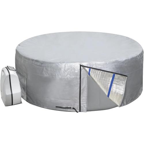 UCEDER Round Insulated Hot Tub Cover,Outdoor Waterproof Inflatable Hot Tub Thermal Cover with Install Door Design, Energy-Saving and Eco-Friendly Spa Cover for Keeping Warm