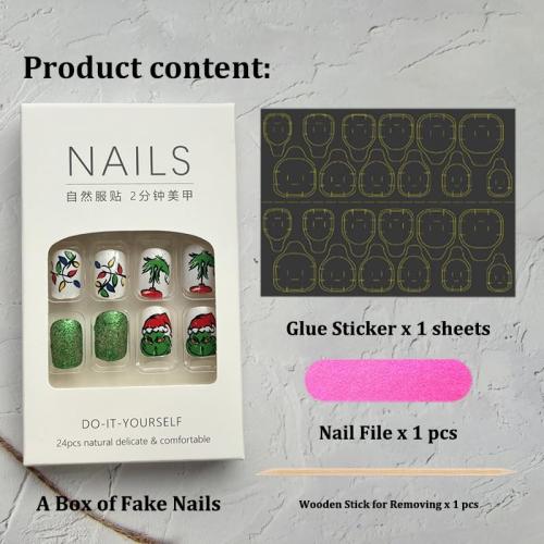 24Pcs Christmas Short Press on Nails Green Monster Fake Nails with Glue Red White Stripes Acrylic Nails Supply Holiday Winter Xmas False Nails Green Glossy Glitter Christmas Nails for Women and Girls 3pk
