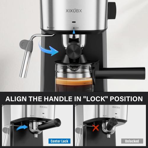 6 Bar Espresso Machine, 800W Compact Coffee Maker with Stainless Steel Cup Warmer, Steam Milk Frother, Automatic Pressure Relief, Cappuccino & Latte Maker, Black, for Home and Office