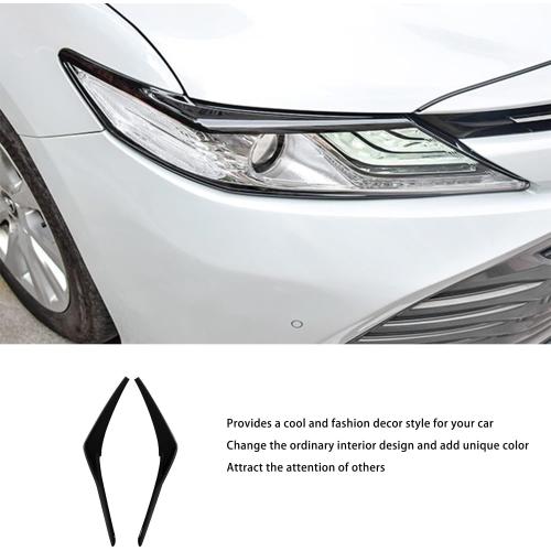 Gloss Black Headlight Eyelid Eyebrow Edge Cover for Toyota Camry 2018 2019 2020 2021 2022 2023 2024 ABS Car Accessories 2PCS