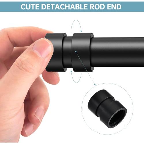 Matte Black 32-62 BRIOFOX Tension Curtain Rod Adjustable 32 to 62 inch - Spring Tension Shower Curtain Rod No Drilling Non Slip