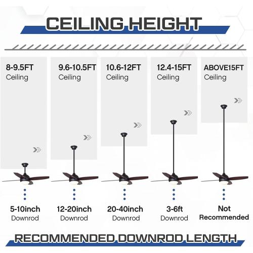 VIHOSE 48 Inch Ceiling Fan Downrod with Extension Cord 4 ft Black Downrod for Ceiling Fan 1 Inch Outside Diameter Not Threaded Suitable for a Wide Range of Fans *missing pieces*