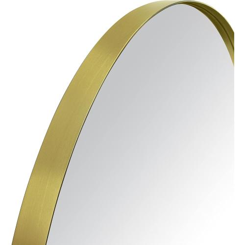 TEHOME Brushed Gold Oval Bathroom Mirror 20x40'' Pill Shaped Oblong Vanity Mirror Metal Framed Capsule Mirror for Wall in Stainless Steel Rounded Mirrors for Wall Mounted