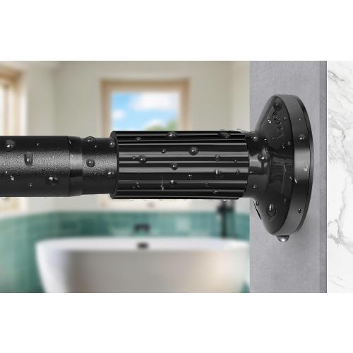 Tension Shower Curtain Rod 51-126In(4.25-10.5Ft), Long Shower Curtain Rod No Drilling for Window or Bathroom Patio, Adjustable Spring Shower Rod, Easy to Install Never Rust Rod Diameter 1.26Inch-Black