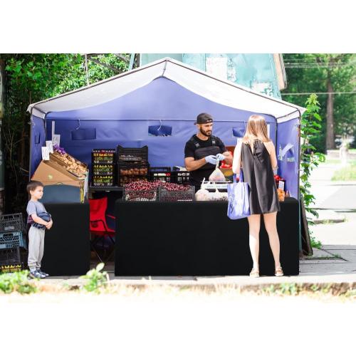 homing 2 Packs Rectangle Fitted Tablecloth, 6 Foot Washable Fabric Table Cloth, Waterproof Polyester Table Cover for Party, Trade Show, Outdoor and Indoor (Black, 30 x 72)