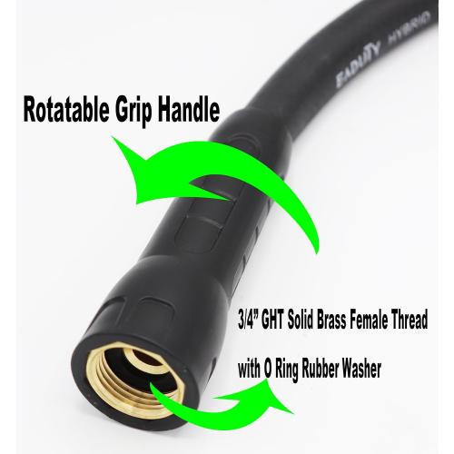 Hybrid Garden Hose 5/8 IN. x 50 FT, Heavy Duty, Lightweight, Flexible with Rotatable Grip Handle and Solid Brass Fittings, set of 2