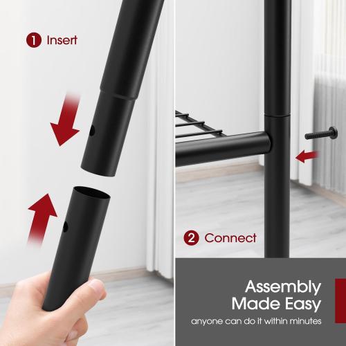 Storage Shelves - 4 Tier Shelf Organizer, Heavy Duty Garage Shelving Unit with Leveling Feet, Stable Metal Shelves Organizer for Pantry, Kitchen and Closet, 18.4 W x 12.6 D x 44.2 H, Black