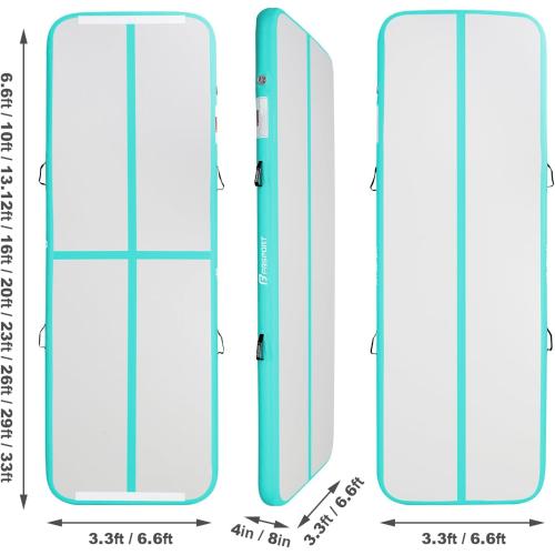 FBSPORT Inflatable Air Gymnastics Mat Training Mats 4/8 inches Thickness Gymnastics Tracks for Home Use/Training/Cheerleading/Yoga/Water with Pump