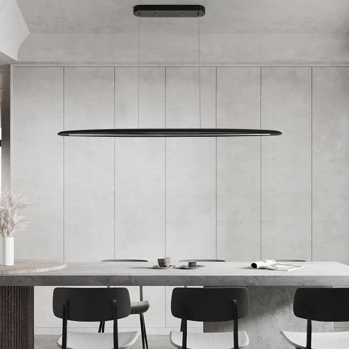 39 Wood LED Linear Pendant Light Black Linear Pendant Dinning Room Hanging Lights LED Dimmable Chandeliers 24w for Dining Room Pool Table Lights Kitchen Island Light Black
