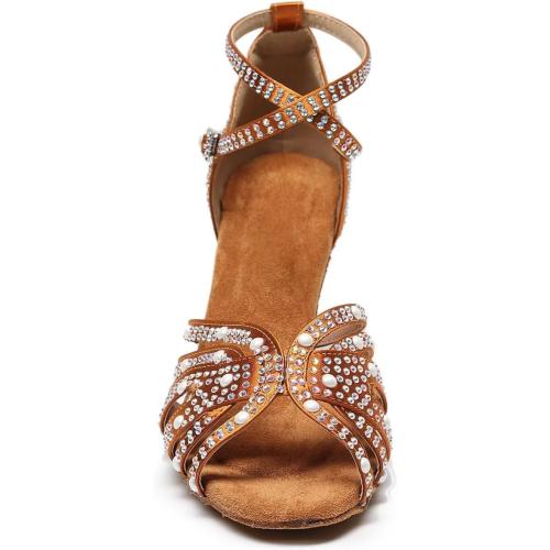 Size 9 Danceand Sway Women’s Rhinestone Salsa Latin Dance Shoes Ballroom Satin Dance Shoe Bachata Practice Dancing Shoes
