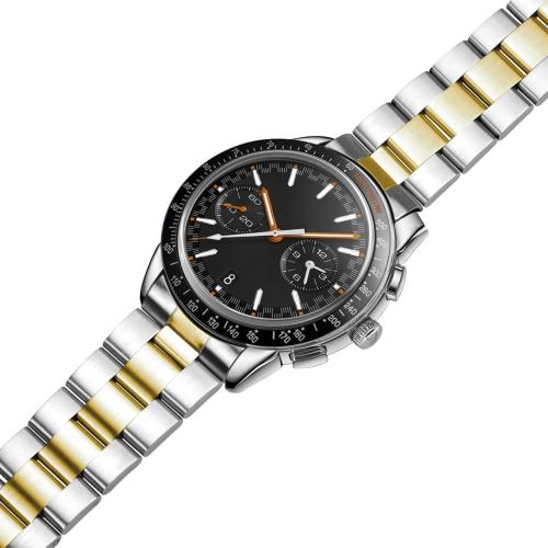 Miltat Stainless Steel Curved Solid End Tapered Watch Band, 20mm Watch Bands Metal Watch Strap Bracelet Deployment Double FlipLock Buckle Silver Black Silver Gold
