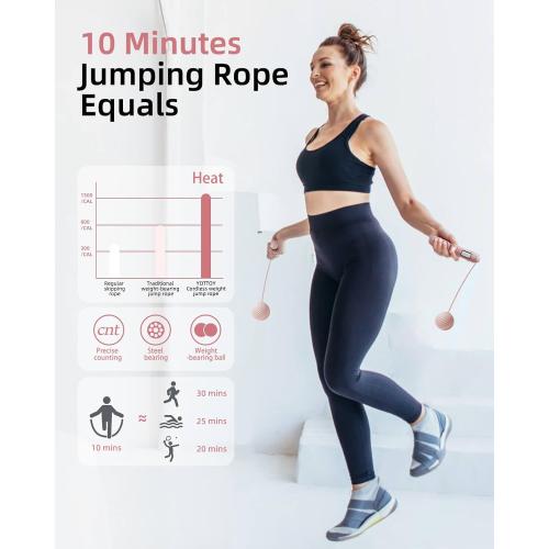 YOTTOY Skipping Ropes for Adults -Cordless Counter Jump Rope with Large Cordless Ball-Weighted Jump Rope for Women with LCD Display
