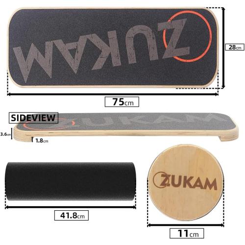 Wooden Balance Board Trainer, Wooden Balancing Board with Workout Guide to Exercise and Build Core Stability, Wobble Board for Skateboard, Hockey, Snowboard & Surf Training
