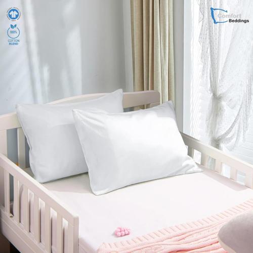 Comfort Beddings Pack of 2 Youth Pillowcases 16x22 Premium 100% Cotton Blend White Youth Pillow Case Zipper Closure, Super Soft and Cozy Youth Pillow Covers (Size-16x22, White)
