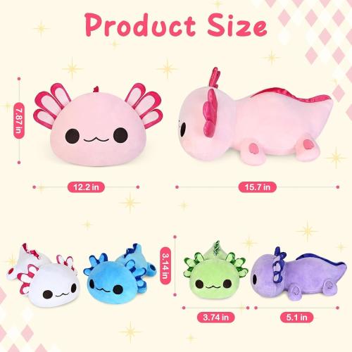 KMUYSL Axolotl Plush Toys for Ages 0 1 2 3 4 5 6 7 8  Year Old Boys Girls- Axolotl Mommy Stuffed Animal with 4 Baby Axolotls in Her Tummy, Christmas Birthday Gifts for Baby, Toddler, Kids