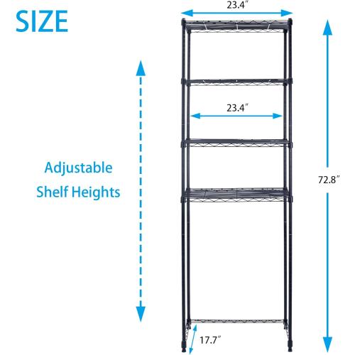 4 Tier Mini Fridge Shelf Adjustable Height Storage Shelf Metal Storage Rack Mini Fridge and Microwave Stand for Dorm, Kitchen, Office, Black