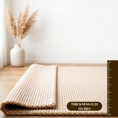 S & L Homes Jute Cotton Hand Woven Natural Farmhouse Area Rug for Living Room - Rustic Vintage Bohemian Décor - (8' x 10' Natural)