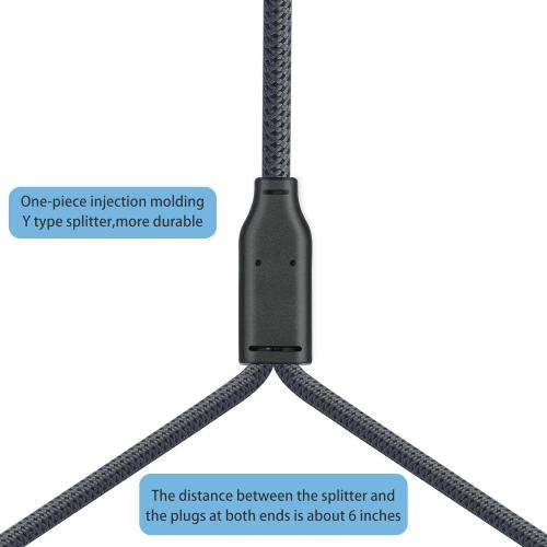 Male RCA to 1/4 Female Stereo Audio Splitter Cable;6.35mm Female to 2 RCA Male Audio Cable-1Feet