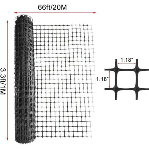 Plastic Garden Fence Animal Barrier,3.28 x 66 FT Heavy Duty Hard Plastic Mesh Fencing,Reusable Safety Temporary Fence Roll with Zip Ties,Snow Fence for Pool Deer Rabbit Chicken Dog Poultry-Black