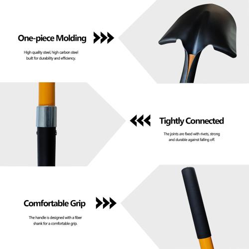 FORCOLID Shovel for Digging, Heavy Duty 57 inch Straight Handled Round Shovel with Non-Slip Tail Cover, Lawn and Yard Tools, Fiberglass Handle(Orange)