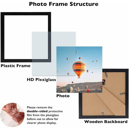 JCJMY 8x8 Picture Frame Black for Wall Hanging or Tabletop, Wall Mounting Horizontally or Vertically, 8 x 8 Square Wall Gallery Poster Photo Frame with Shatter Resistant Plexiglass, Black