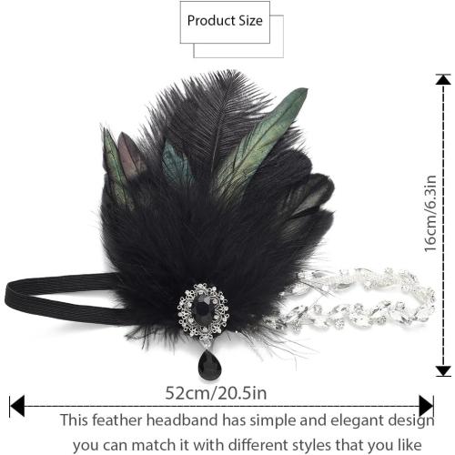 1920s Flapper Headpiece Black Flapper Accessories Gatsby Headpiece For Women