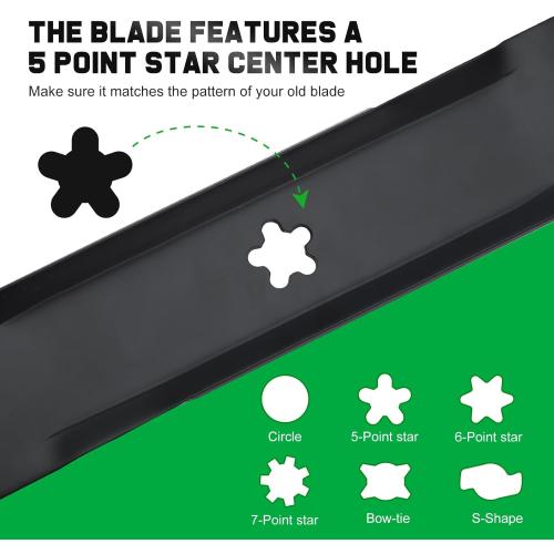 Grasscool 405380 Mower Blades for Husqvarna 46 inch Zero Turn Riding Mower with 5-Star Mounting Pattern YTH22V46 Z246 YTH20K46 YTH21K46 YTH22K46 YTA22V46 Replace 532405380 (High Lift)