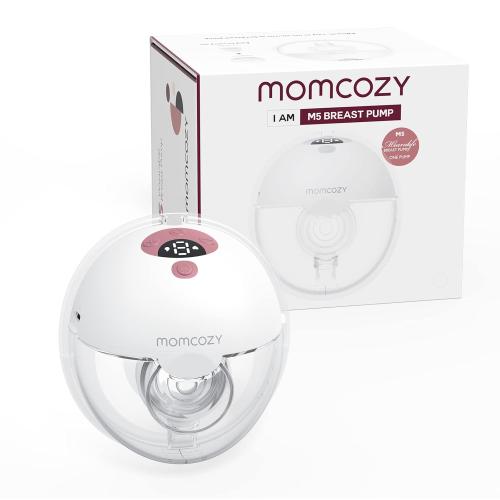 Momcozy Breast Pump Hands Free M5, Wearable Breast Pump of Baby Mouth Double-Sealed Flange with 3 Modes & 9 Levels, Electric Breast Pump Portable - 24mm, 1 Pack Cozy Red