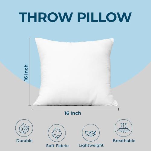 Utopia Bedding Throw Pillows (Set of 1, White) –  Down Alternative Pillows for Bed, Sofa, and Couch - Fluffy Decorative Stuffer Pillow for Indoors & Outdoors