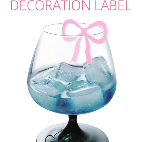 ABOOFAN 20pcs Acrylic Bow Wine Glass Charms Coquette Bow Drink Tags Bowknot Drink Markers for Birthday Party Decorations