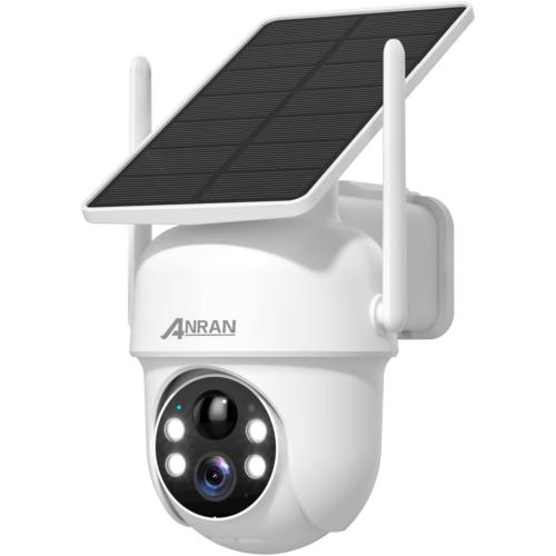 ANRAN Solar Security Cameras Wireless Outdoor,2K Cameras for Home Security with Fixed Solar Panel, 360° PTZ for Home Surveillance,2.4G WiFi, PIR Human Detection, 3MP Color Night Vision, 2-Way Talk