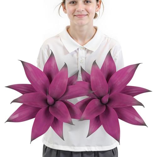 Velener 14 Inch Artificial Agave Plants, UV Resistant Fake Outdoor Plants, Small Faux Plants for Indoor Decor(Purple)-2 Pack