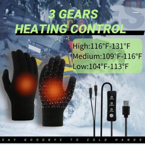 Black Lightweight Winter USB Electric Heated Gloves for Men Women-Touch Screen Thermal Hand Warming Black Knit Gloves