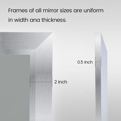 Amorho 24x30 Inch Bathroom Mirror Silver, Thick Metal Framed Wall Mirrors for Over Sink, Brushed Nickel Mirror Perfect for Bedroom, Living Room, Entryway, Rectangle (Horizontal/Vertical).