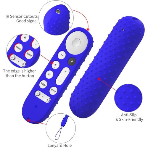 Silicone Cover Case for Google TV Streamer 4K Google TV (4K) Voice Remote 2024 Remote Cover Anti-Slipping Silicone Case (Blue)