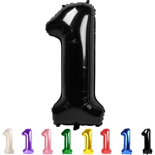 Number Balloons 40 Inch Black 1, Big One Balloons for 1st Birthday For Girl Boy 11 21 31 Balloons for Wedding, Celebration Party, Graduations