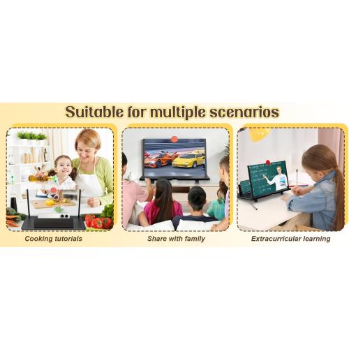 18 Screen Magnifier for Cell Phone, Mobile Phone 3D HD Magnifying Projector Screen Enlarger for Movies, Videos and Gaming, Foldable Phone Stand with Screen Amplifier,Compatible with All Phones