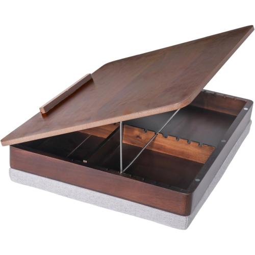 Acacia Wood Easel Lap Desk for Adults, Foldable, Fits up to 17.3 Inch Laptop with Storage and Cushion, Height Adjustable Laptop Pad for Writing, Drawing, and More