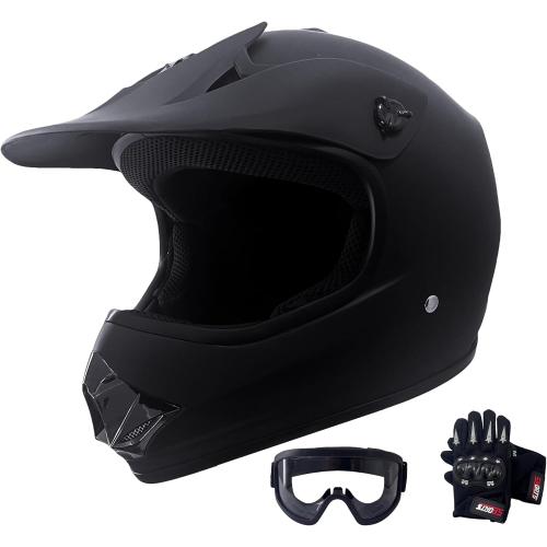 Color Black KRN Youth Kids Off-Road Helmet KY-B12 ATV Helmet DOT Approved- Motorcycle Motocross Dirt Bike Helmet
