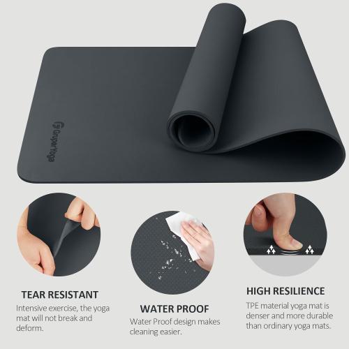 Gruper Yoga Mat Non Slip, 72L x 24W x 0.24/0.32TH, Anti-Tear Exercise Mat with Carrying Strap and Bag, Pro TPE Yoga Mats for Women, Workout Mats for Home, Pilates and Floor Exercises