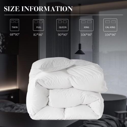 WhatsBedding Feather Down Fiber Comforter King Size,Duvet Insert King Filled with Feather and Down Fiber, All Season White Luxury Bed Comforter,Ultra Soft 100% Cotton 106x90
